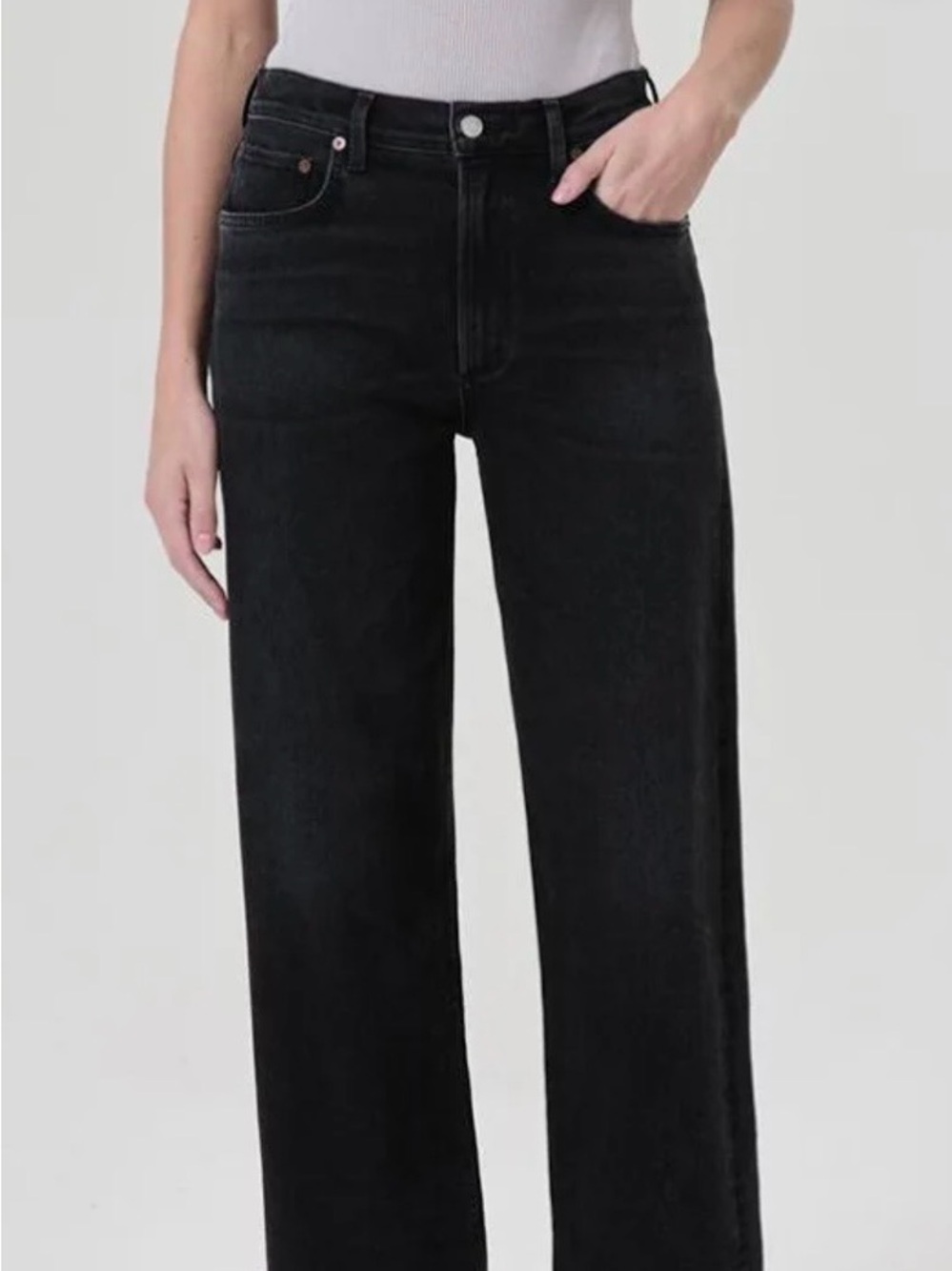 Agolde High-Rise Wide Leg Jeans - Style REN Black